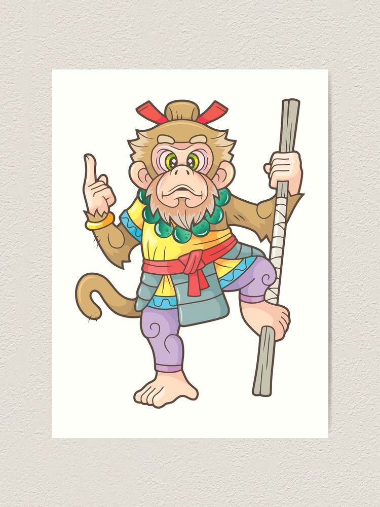 Funny Monkey King Sun Wukong Art Print By Ymfargon Redbubble