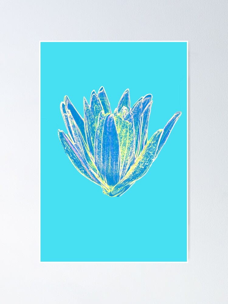 "Delicate Feminine Flower Design in Blue Pastel Color" Poster by