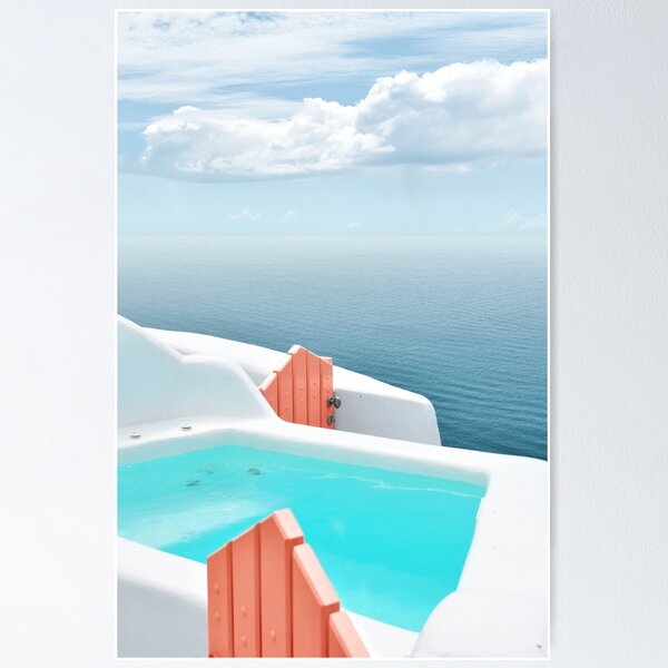 Item preview, Santorini Pool with a View to the Sea designed and sold by PrintsProject.