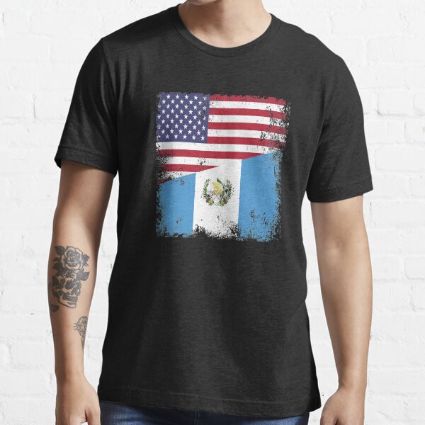 Half Guatemalan Flag Design | Vintage Guatemala USA Gift Essential T-Shirt