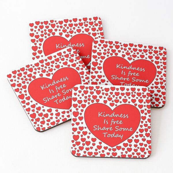 Item preview, Kindness is Free Share Some Today. Red hearts, white text with a caring message. designed and sold by innerspectrum.