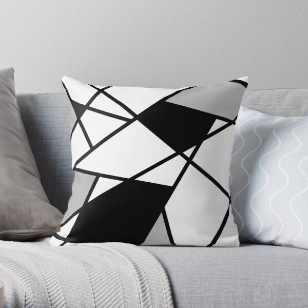 Black modern geometric pattern Throw Pillow