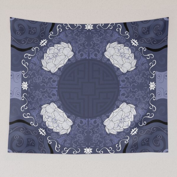 Aperçu de l'œuvre Lotus Indigo Fanfare Chine créée et vendue par hamptonstyle.