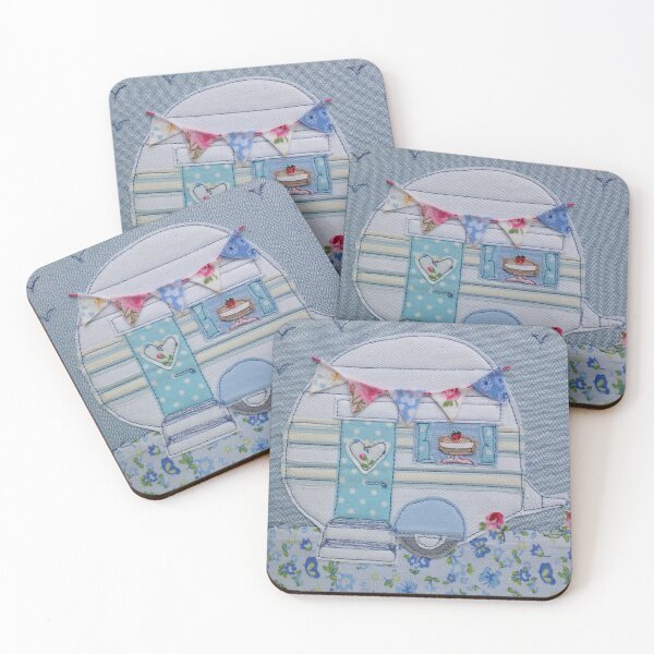 Item preview, White vintage caravan stitched designed and sold by Leatextileart.
