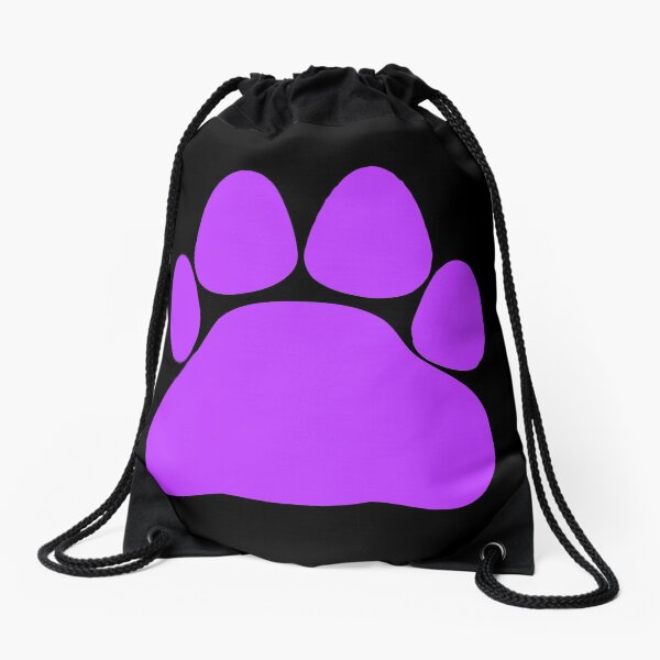 Animal Art Cute Purple Simple Cat Dog Paw Print Drawstring Bag
