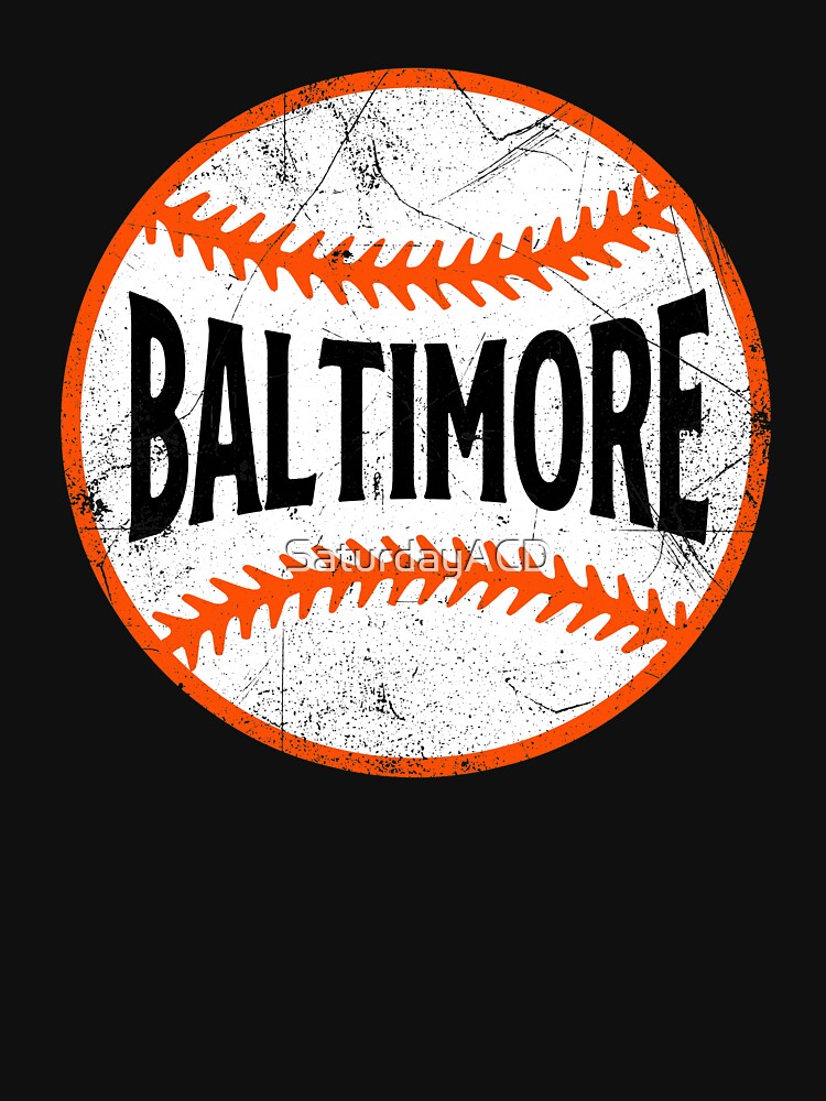 Baltimore Retro Baseball - Black Classic T-Shirt for Sale by SaturdayACD