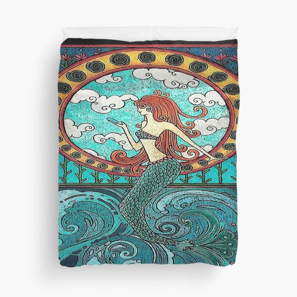 Art Deco Mermaid Horizontal Duvet Cover