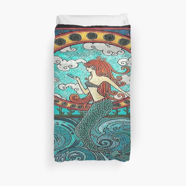 Art Deco Mermaid Horizontal Duvet Cover