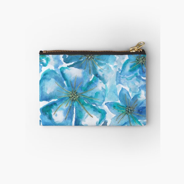 Item preview, Aqua blue watercolour flowers designed and sold by Amelia O'Toole.