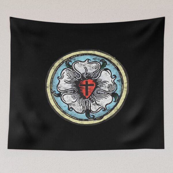 Item preview, Martin Luther Rose Lutheran Symbol Distressed Chalk 5 Solas designed and sold by funnytshirtemp.