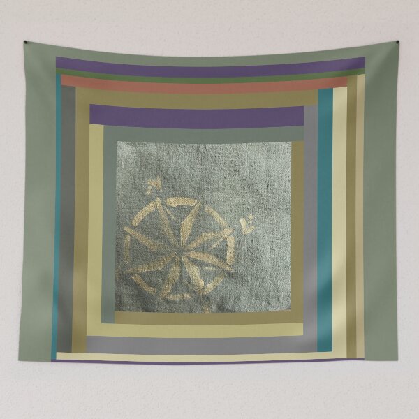 Item preview, Compass: painted in gold on hand dyed green fabric designed and sold by djrunnels.
