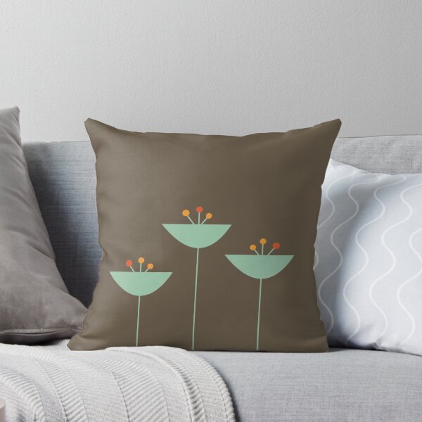 Item preview, Mid-Century Modern Garden Trio. Retro Minimalist Botanical in Celadon, Orange, and Taupe Brown designed and sold by kierkegaard.