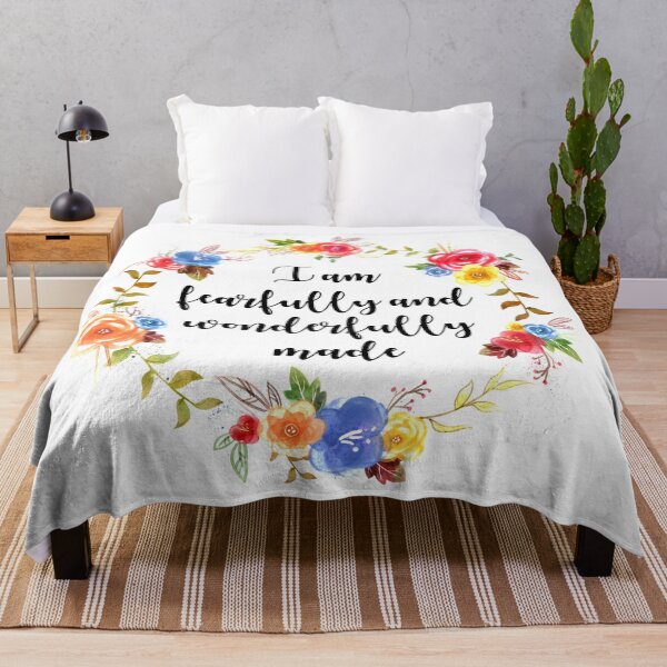 Item preview, I am Fearfully and Wonderfully Made Floral Quote Wreath designed and sold by alinabeska.