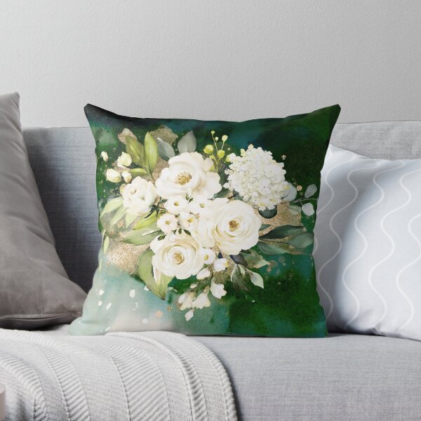 Roses or et vert Coussin