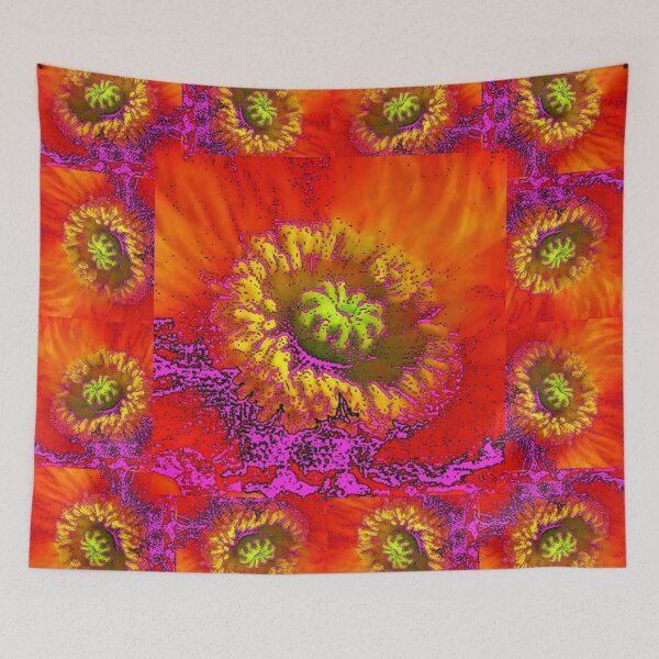Item preview, MODERN ART ORANGE POPPY ABSTRACT LILAC PURPLE ART  designed and sold by sharlesart.