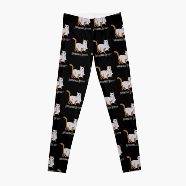 Purranormal Cativity Funny Horror Movie Sheet Parodia de fantasmas para los amantes de los gatos Leggings