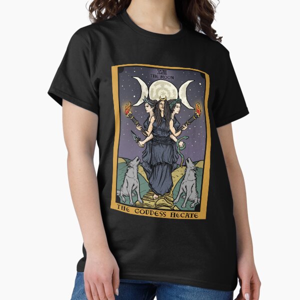 Item preview, Hecate Triple Moon Goddess of Witchcraft and Magick Witch Hekate Wheel Tarot Card designed and sold by TheGhoulishGarb.