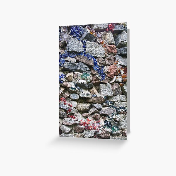 Rock wall with multi colored glass Greeting Card