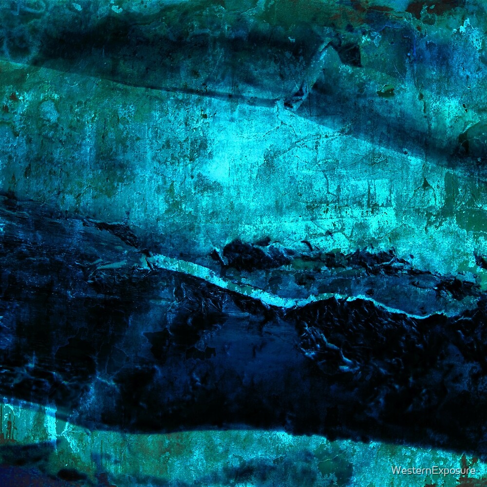 “Beneath - Abstract in navy blue and turquoise” by WesternExposure