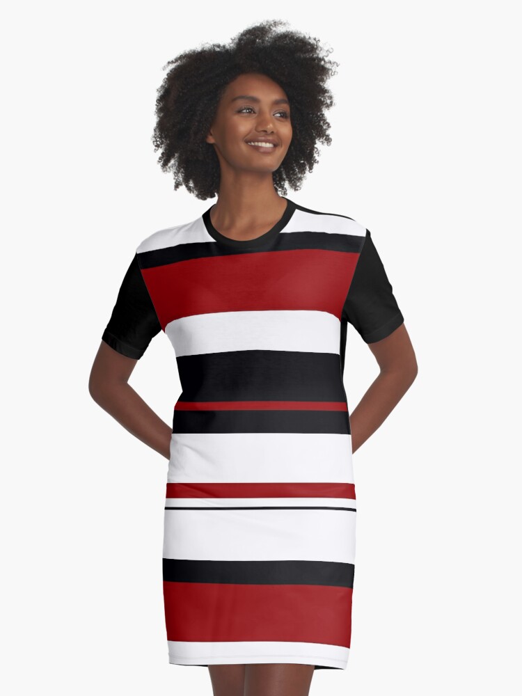 red black and white t shirt dress