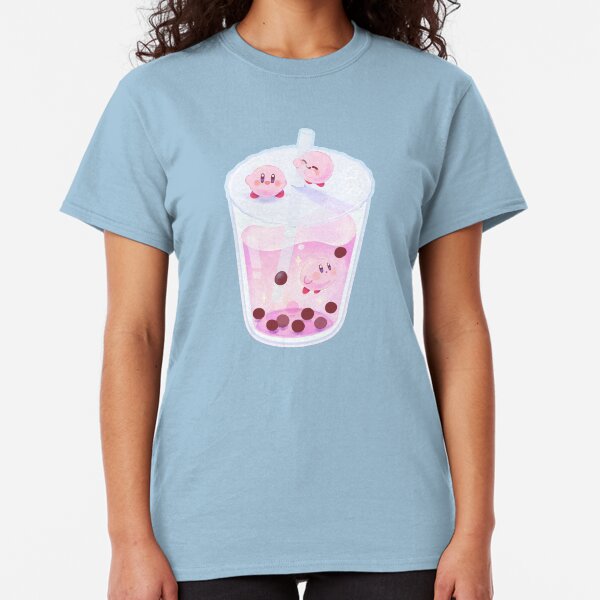 Kirby galaxy bubble tea boba star allies strawberry milk tea Classic T-Shirt