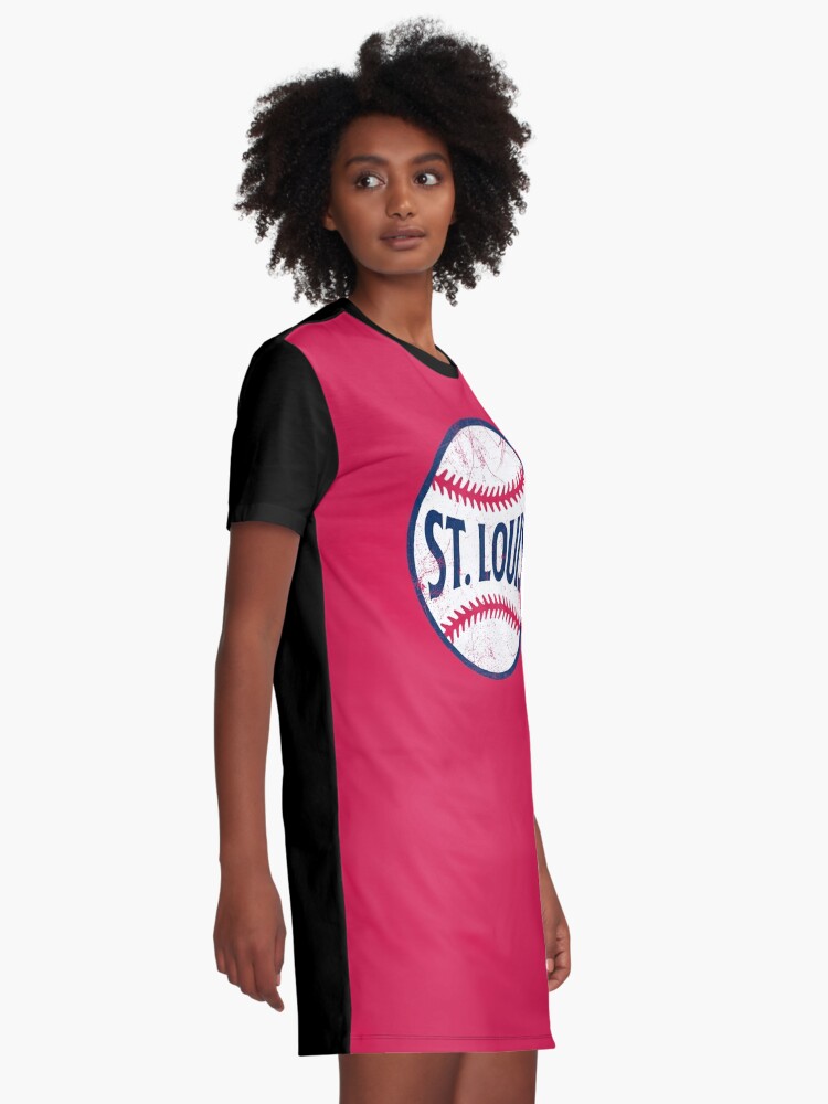 St. Louis Retro Baseball - Red Graphic T-Shirt Dress for Sale by