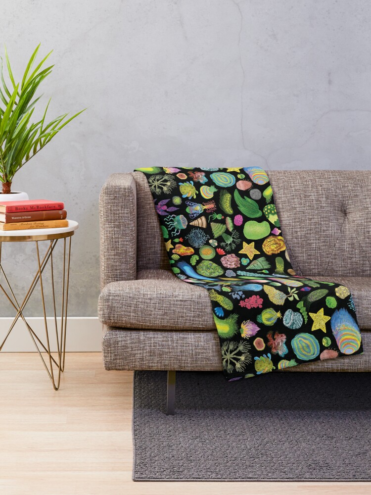 Alternate view of Ocean Slugs & Tasty Cacti Throw Blanket