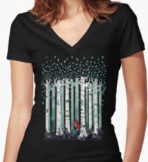 Die Birken Tailliertes T-Shirt mit V-Ausschnitt