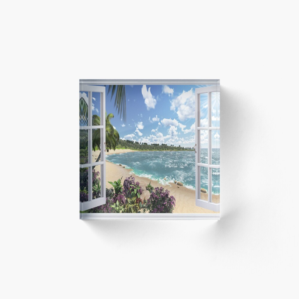 Beautiful Beach Window Views of Tropical Island, abf,4x4,x1000-bg,f8f8f8