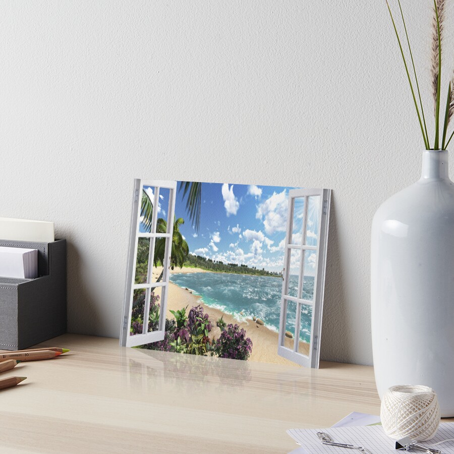 Beautiful Beach Window Views of Tropical Island, gbra,10x8,900x900