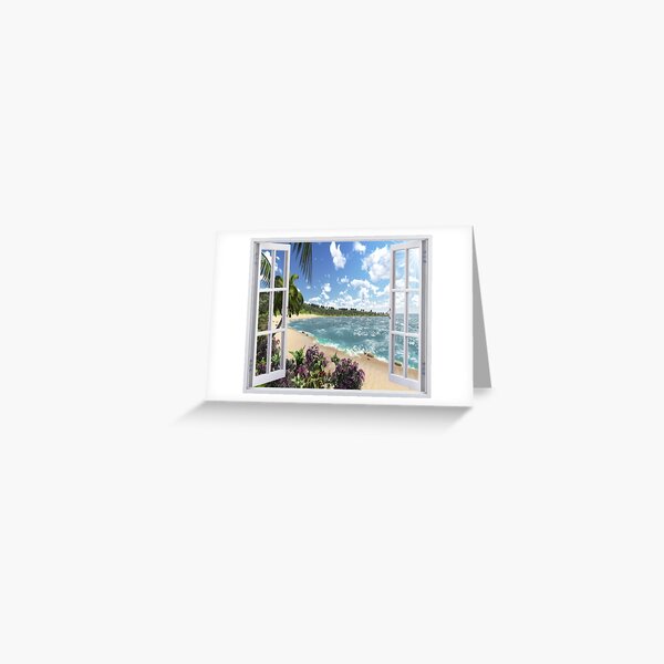 #Summer, #tropical, #beach, #water, sand, sea, island, travel, idyllic, sky, nature Greeting Card