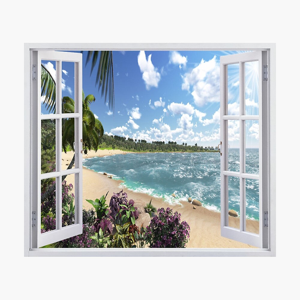 Beautiful Beach Window Views of Tropical Island, pp,840x830-pad,1000x1000,f8f8f8