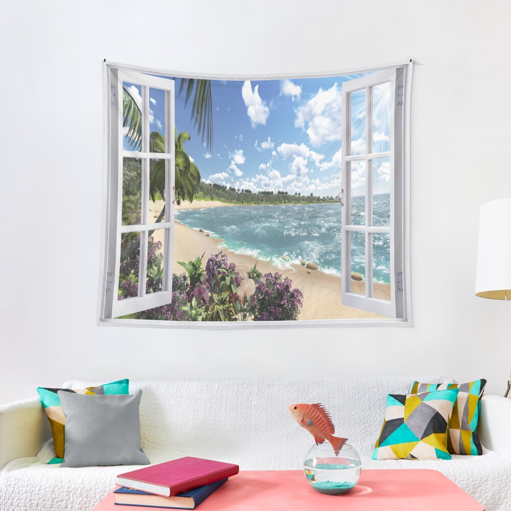 #Summer, #tropical, #beach, #water, sand, sea, island, travel, idyllic, sky, nature Tapestry