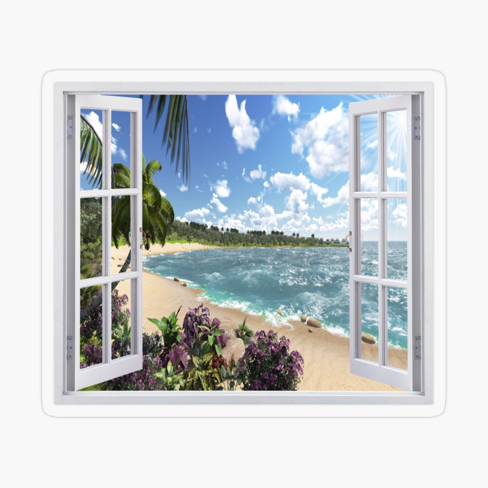 Beautiful Beach Window Views of Tropical Island, tst,small,845x845-pad,1000x1000,f8f8f8