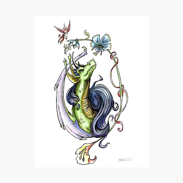 Flower Unicorn Dragon Photographic Print