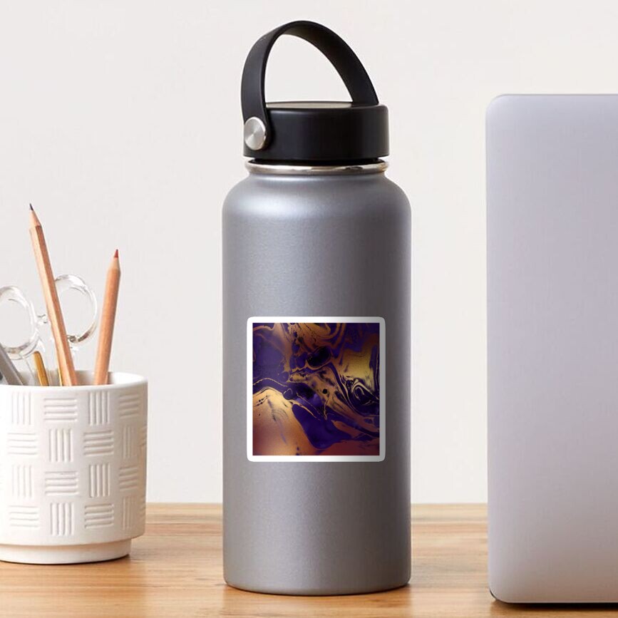 Dark Purple Ink Marble Texture with Gold Veins Sticker