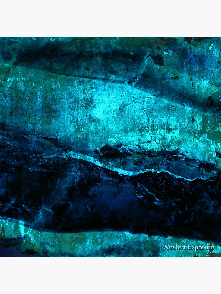Beneath - Abstract in navy blue and turquoise by WesternExposure