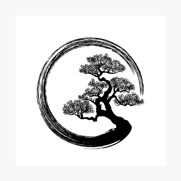 Enso Zen Circle and Bonsai Tree Photographic Print