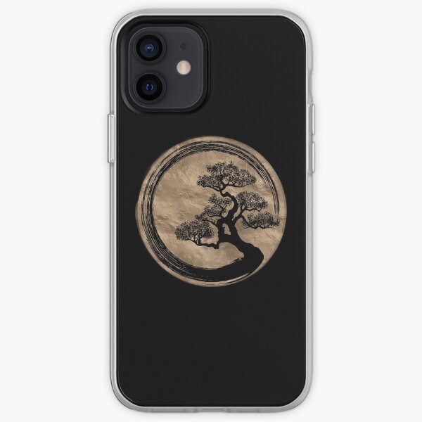 Enso Zen Circle and Bonsai Tree Gold iPhone Soft Case