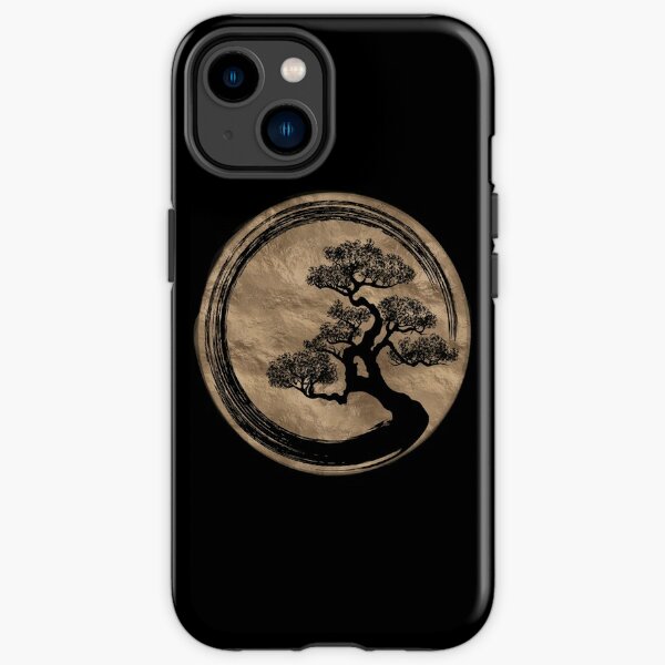 Enso Zen Circle and Bonsai Tree Gold iPhone Tough Case