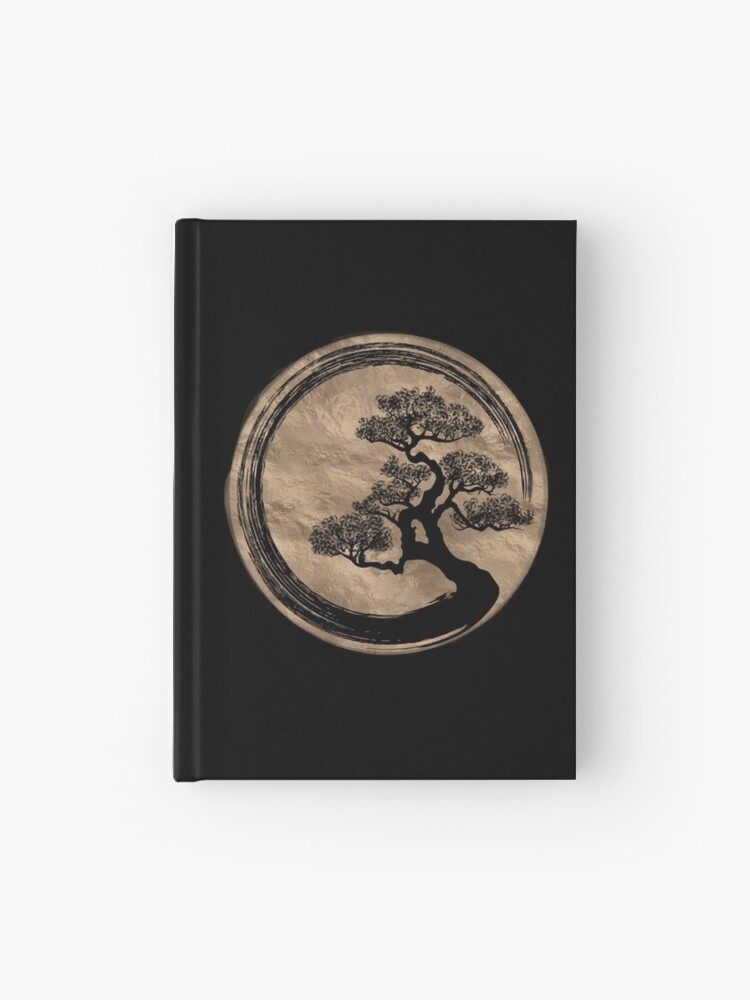 Thumbnail 1 of 3, Hardcover Journal, Enso Zen Circle and Bonsai Tree Gold designed and sold by k9printart.