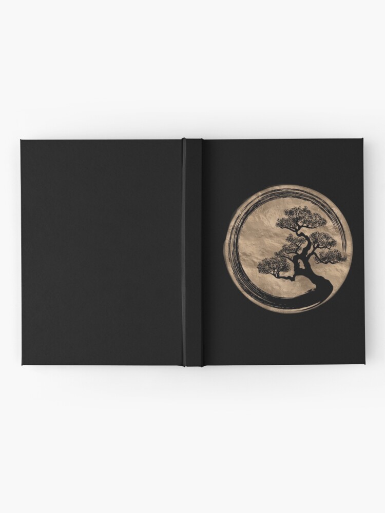 Thumbnail 2 of 3, Hardcover Journal, Enso Zen Circle and Bonsai Tree Gold designed and sold by k9printart.