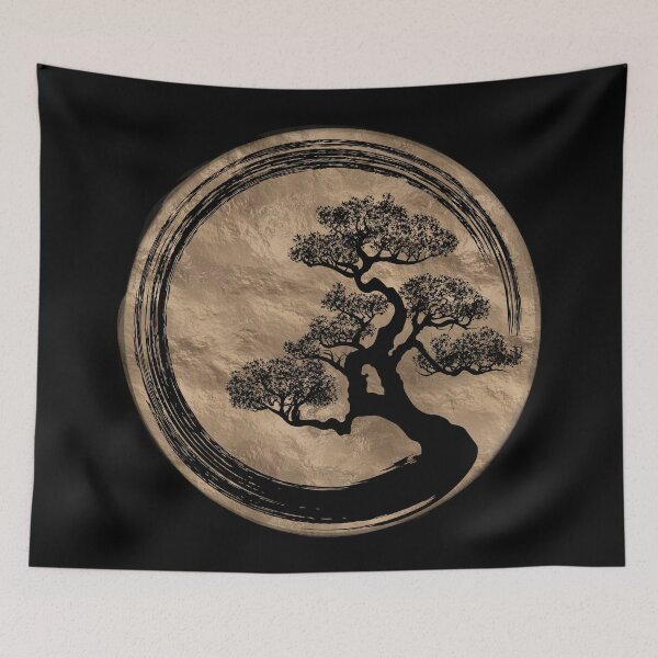 Artikelvorschau, Enso Zen Circle und Bonsai Tree Gold entworfen und verkauft von k9printart.