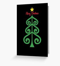 Koru Christmas tree on black background Greeting Card