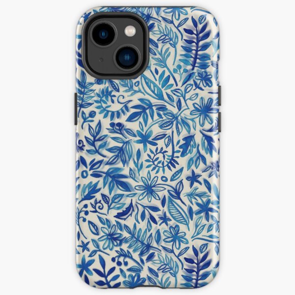 Jardin flottant - un motif aquarelle en bleu Coque antichoc iPhone