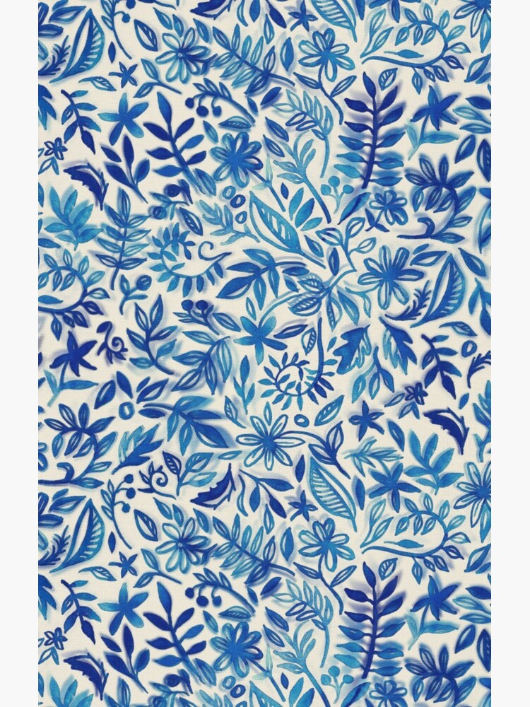 Floating Garden - a watercolor pattern in blue by micklyn
