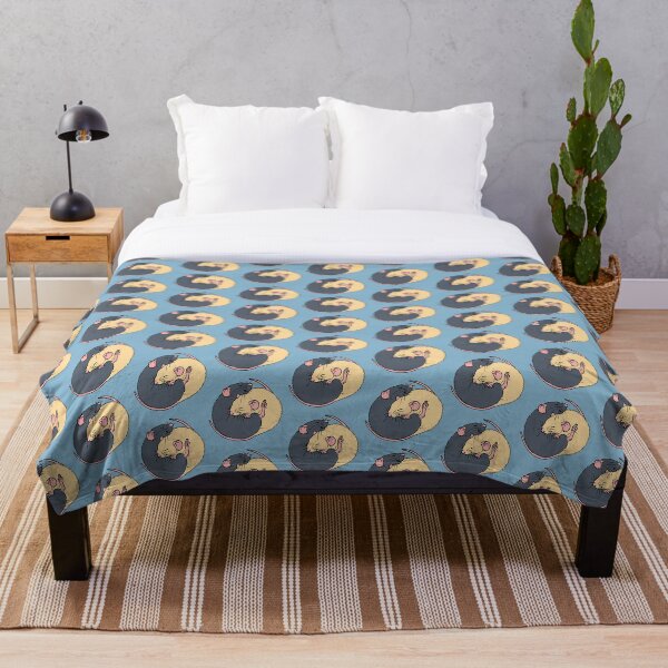 Cuddling Rats Russian Blue and Topaz Throw Blanket