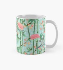 Bambus, Vögel und Blüten - weich blau grün Tasse (Standard)
