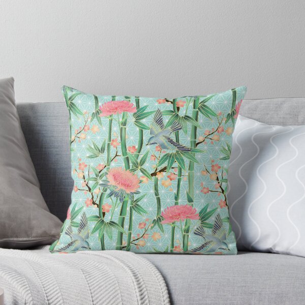 Item preview, Bamboo, Birds and Blossom - soft blue green designed and sold by micklyn.