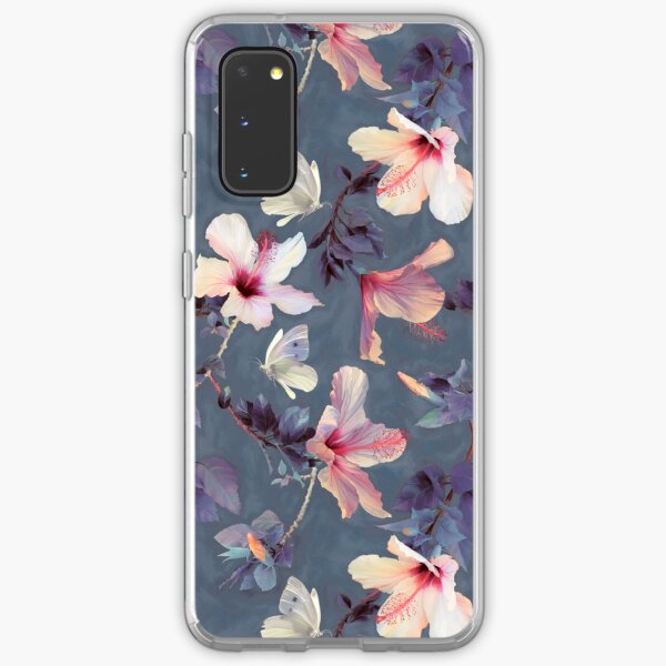 Butterflies and Hibiscus Flowers - a painted pattern Samsung Galaxy Soft Case